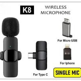 K8 Wireless Microphone Mic Universal Plug & Play - Audio Mic for Live Game Video Shooting Streaming Vlogging Mic Video FOR TYPE C, IOS & MICRO Ports