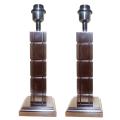 Wood Table Lamp Chocolate Brown Color Without Shade. 