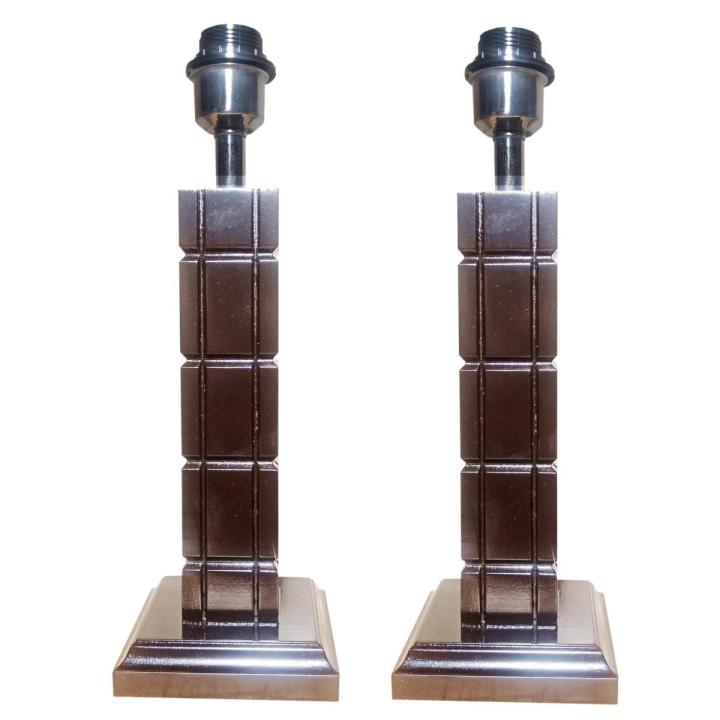 Wood Table Lamp Chocolate Brown Color Without Shade