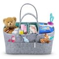 Baby Diaper Caddy Organizer, Foldable Felt Storage Bag with Multi Pockets and Flexible Compartments, Portable Car Travel Organizer for Changing Nappy, Wipes, Newborn Shower Gift. 