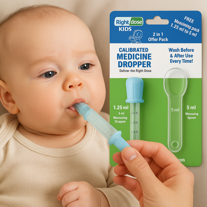 Dropper Plus Spoons for Kids, Babies & Patients RIGHT DOSE™ Imported Dropper –