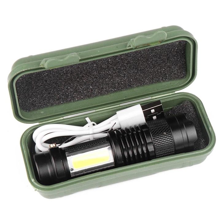 Title: Mini USB Rechargeable Portable High Lumen Q5+COB Led Flashlight