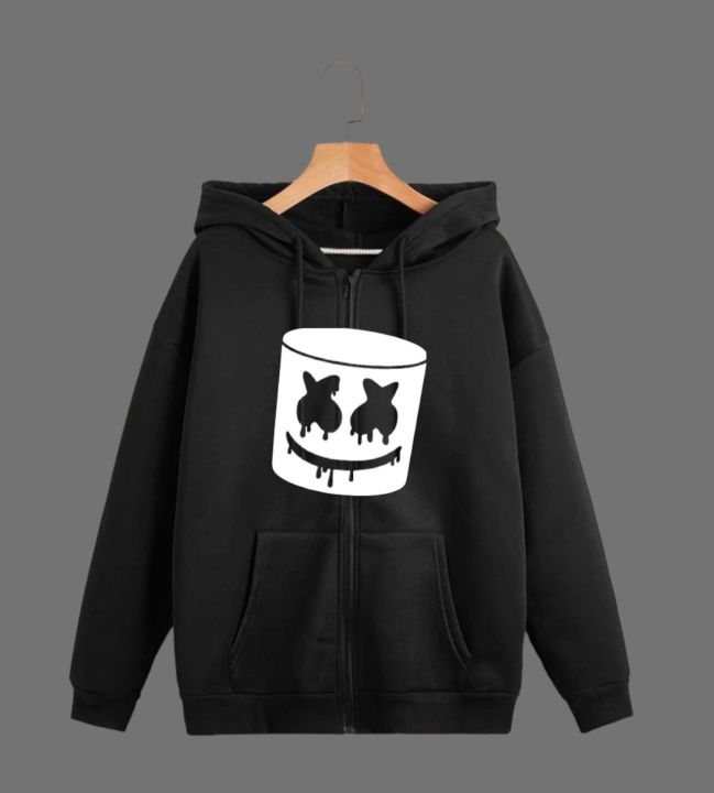 Marshmello Printed Fleece Full Sleeves Zipper Hoodie For Men & Boys