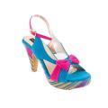 Turquoise Synthetic Leather Shoes for Women. 