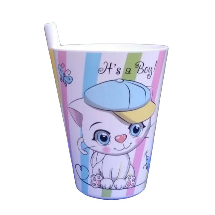 Sippy Cups 350 ml | Glass with pipe | Straw Glass| Cartoon Cups for boys and girls Straw Cup Water Glass Juice Cup With Straw For Kids Random Design