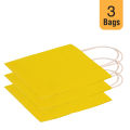 Yellow Gift Bags Kraft Paper Gift Bag for Birthday Wedding Eid Goody Bag twisted Rope Handle - size 9.5 x 4 x 9.5 inches Pack of 3. 