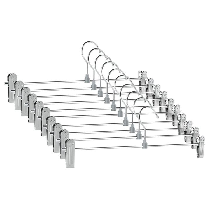 Pant Hangers,Skirt Hangers with Clips Space Saving,Adjustable Clips Hangers Clothes Hangers for Pants