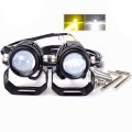 (1pcs) New Mini Driving Fog Light for All Motorcycle, Cars, Jeep(1pcs)  Dual Function White-Yellow Lens Projectors Auxiliary Light 20w. 