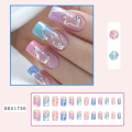 1Set Colourful French Gradient Nails Wearable Press on Nails Full Cover Nail Tips. 