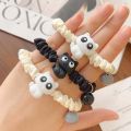 1/2pcs Cartoon Black White Cat Hair Bands Children Elastic Ponytail Holder Rubber Bands Women Hairband Headwear. 