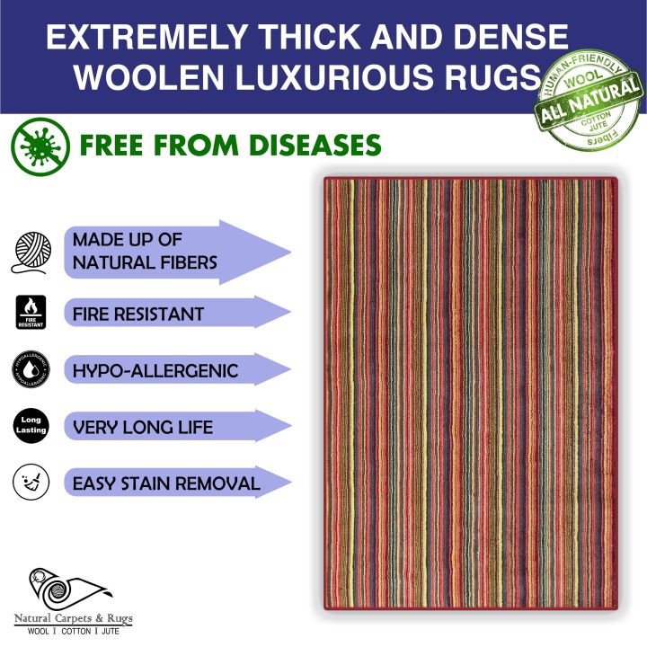 Natural Woolen Carpets and Rugs made of pure Wool for Living Room Rug, Dimension 3' x 5' / 4' x 6' / 6' x 9'