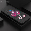 Hontinga for Realme 5 5I 5S 6I Case Cute Cartoon Cute Squid Game Character Phone Cover Square Liquid Silicone Shockproof Protective Cases. 