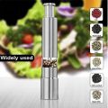 Techmanistan Stainless Steel Salt and Pepper Mill Grinder (1 Piece), Stainless Steel Manual Salt Grinder, Pepper Grinder, Spice Mill, Salt Mill, Pepper Mill, Handheld Salt & Pepper Mill. 