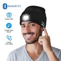 OIMG Bluetooth 5.0 Led Hat Built-In Stereo Speakers & Mic Usb Rechargeable Led Lighted Music Knit Cap For Sports And Outdoors. 