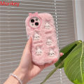 Fluffy Plush 3D Cute Bunny Pink Phone Case For iPhone 15 Pro Max Cases 14 12 11 pro max Protective Soft Cover for iphone 13 Case. 