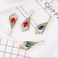 Rhombus Sapphire Earrings Fashion Earrings Valentine's Day Present. 