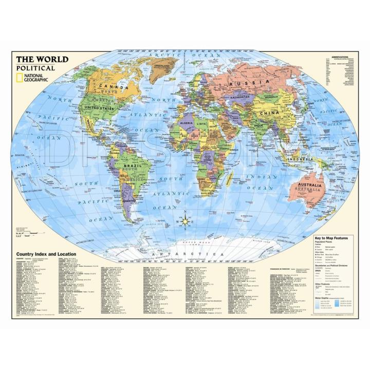 Political World Map Big Panaflex Poster Educational Chart School Office Decoration