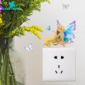 Green Home Luminous Sticker Smooth Cartoon Mermaid Luminous Wall Sticker. 