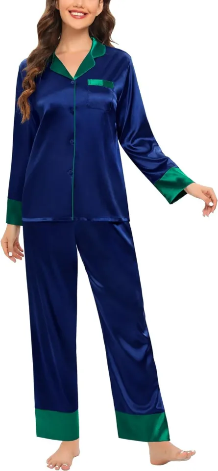 Silk Pajamas Sleepwear Loungewear Womens Satin Silk Pajamas Set