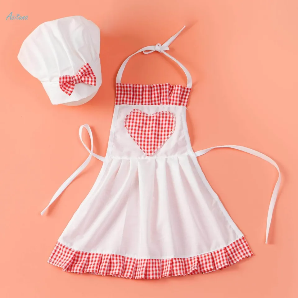thumbnail image 2 of Baby Chef Costume Set - Newborn Photography Props With Hat & Apron 2 of 9
