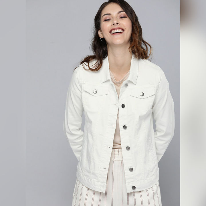 CLOTHING   Mast Harbour Women White Solid Denim Jacket
