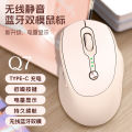 T - Wolf Ray Wolf Q7 Wireless Mouse Dual-Mode Charging Mute Office Cute Pink Usb Bluetooth Mouse Private Mould. 