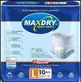 Maxdry Adult Pants Large 10 Pcs ( UNISEX ) upto 10-12 Hours Protection. 