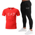 New Mens Collection With EA 7 Printed Trouser And T-Shirt Tracksuit For Mens Summer Collection 2023. 