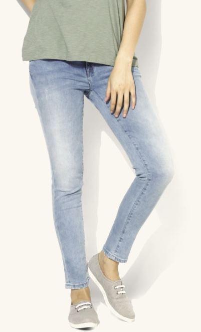 Ice Blue Stretchable Skinny Fit Jeans