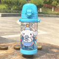 【ZOSR】Sanrios Cinnamoroll Kuromi Square Water Bottle My Melody Cartoon Cute Double Drinking Straw Cup Kawaii Water Cup for Kids 600ml. 