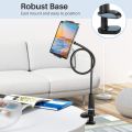 Gooseneck Tablet Holder Stand for Bed: Tryone Adjustable Flexible Arm Tablets Mount Clamp on Table Compatible with iPad Air Mini | Galaxy Tabs | Kindle Fire | Switch or Other 4.7-10.5" Devices(Black). 