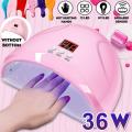 NYT 36W Drying Curing Nails Varnish Manicure Machine Usb Led Nail Dryer Uv Lamp Gel Nail Polish Fast Curing Light Timer Sensor. 