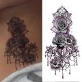 Purple Rose Tattoo Stickers Temporary Waterproof Flower Tattoo Water Transfer For Women Waist Chest Body Art Accessories. 
