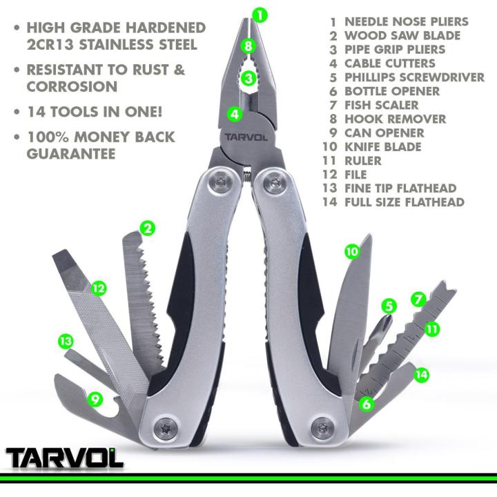 14 in 1 Multi-Tool (HARDENED STEEL) Multi Purpose Pliers,, 14 in 1 Multi Tool Plier Portable Pocket Size