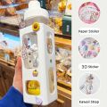 900ml Korean Square  Water Bottle Large Capacity Bottle Student Portable Bottle With Straw Plastic Water Bottle BPA Free. 