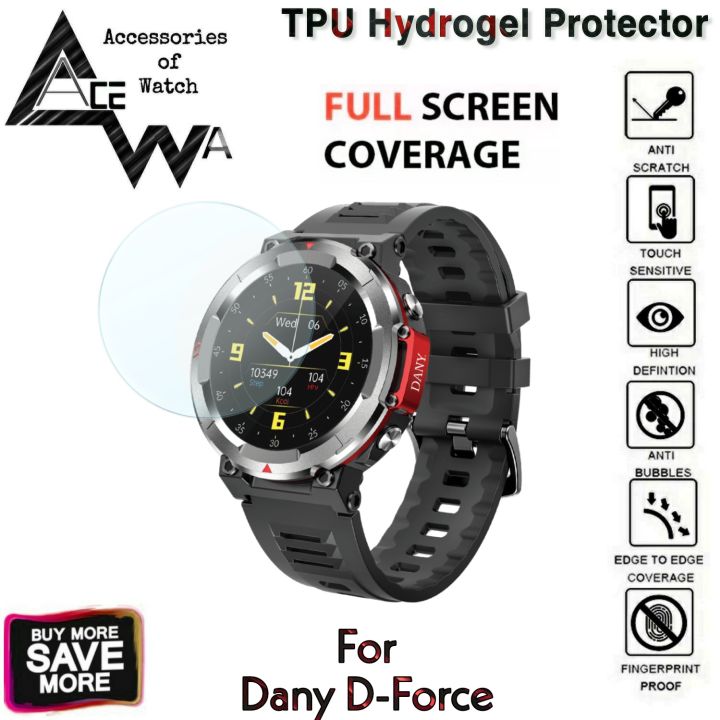 AceWa 1 Pcs Hydrogel Film Protector for Dany D-Force Smart Watch Full Screen Protector Dany D-Force TPU Soft Clear Jelly Protective Film Guard for Dany DForce Watch Accessories