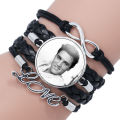 New Elvis Bracelet for Men Women Singer Star Poster Handmade Multilayer Leather Bangles Fans Souvenirs Gift. 