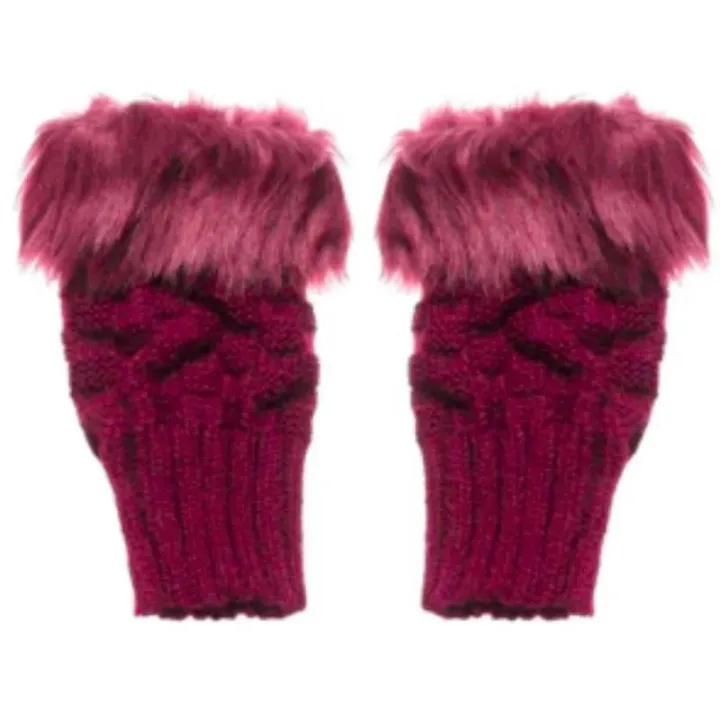 Women%E2%80%99s%20Faux%20Fur%20Fingerless%20Knitted%20Gloves%20%7C%20Warm%20Winter%20Hand%20Wrist%20Warmers%20%7C%20Soft,%20Stylish%20&%20Comfortable%20%7C%20Maroon%20-%20Image%203