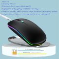 RGB Wireless Mouse - Slim & Silent 7 Colour LED Lights - Black & Transparent Body - Dual Mode 2.4G & Bluetooth Rechargeable Portable Optical Office Mouse With USB Receiver - 3 Adjustable DPI Levels for Notebook, PC, Computer, MacBook. 