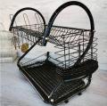 Matte Black S Shape Double Decker Dishrack Plate Dish Spoon Fork Bowl Cup Drainer Rack Kitchen Organizer With Glass & Cutlery Holder. 