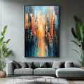 Abstract Cityscape painting print in solid frame , Office Wall Art, Poster Painting ,Textured Painting , Wall Decor Living Room, Home Decor , Ready to hang Painting. 