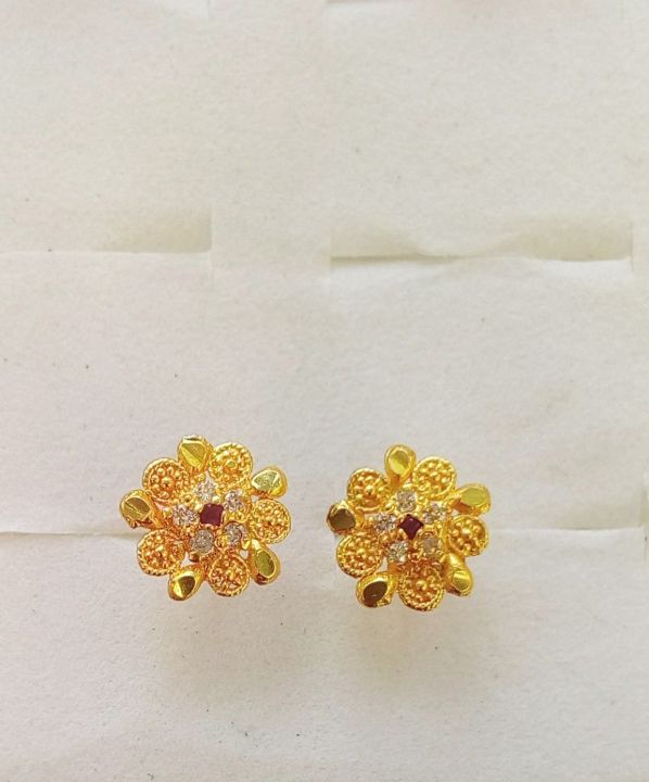 Real 12 Karat Gold Ear Tops For Women