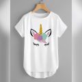 T Shirt For Girls new and stylish design unicorn Printed Summer Collection Shirt Round Neck Half Sleeves. 