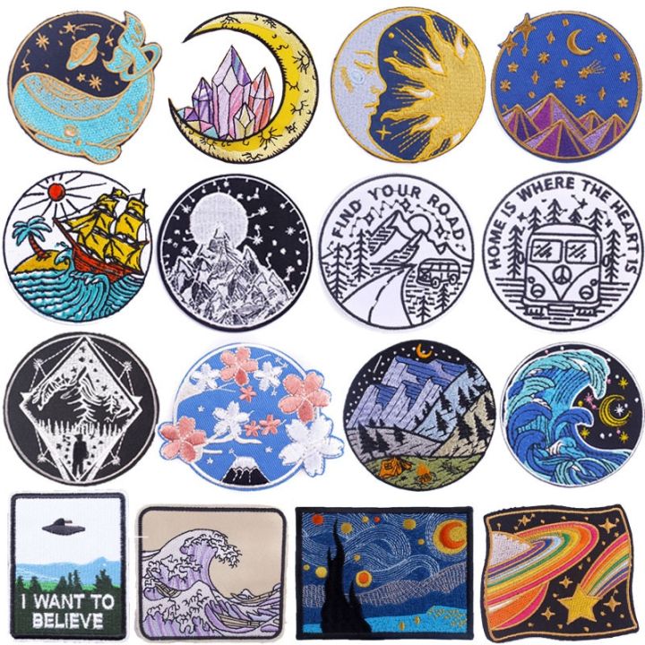 Velcro badge Japan Fujiyama 3D embroidery armband embroidery Velcro patch patch moon gem embroidery Badge