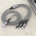 3 In1 5A Super Fast Charging USB Cable For iPhone 14 13 12 11 Charging Cable USB TypeC Cable For Huawei/Honor Xiaomi Samsung. 
