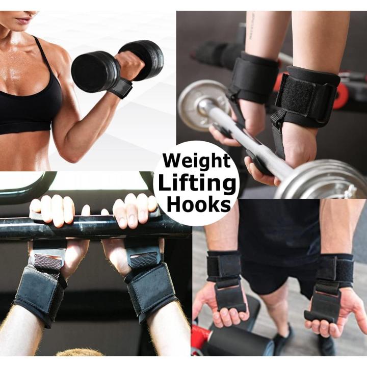 Heavy Duty Weight Lifting Hooks (1 Pair), Hand Grip Wrist Straps for Men and Women, Deadlift, Powerlifting, Pull up bar, Liftups, Shrugs -Hand Grips Workout Pads with Built in Adjustable Wrist Support Wraps for Power Lifting