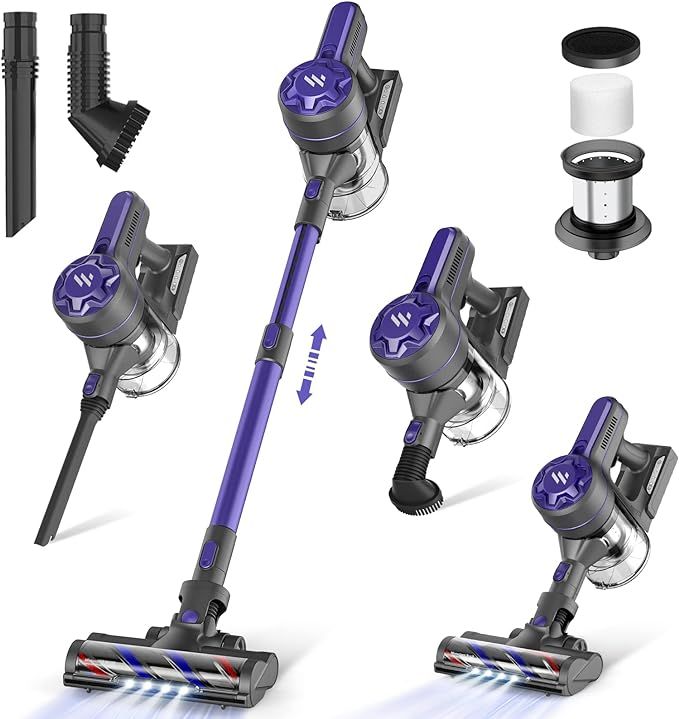 Zoker A10 Pro Vacuum Cleaner Cordless Vacuum Cleaner,Stick Vacuum Cleaner with Powerful Suction,Rechargeable Vacuum 2200mAh Battery Up to 30 Mins Runtime Lightweight Vacuum Cleaner for Pet Hair Hardwood Floor
