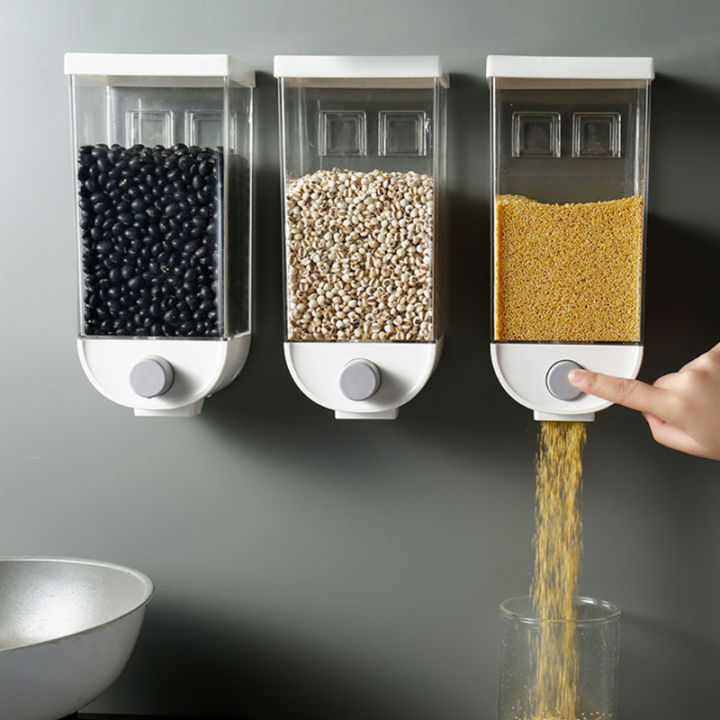 plastic grain storage box for kitchen | wall storage box | wall mounted Grain Storage Box | 1500ml Transparent Body Eco-Friendly