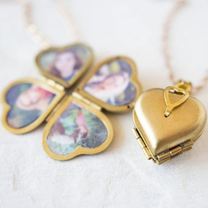 Diy Jewelry Vintage Heart Shaped 4-layer Photo Locket Necklace Openable Pendant