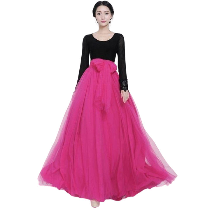 Pink long skirt skirt with ribbon trending skirt for women s Net and silk skirt in pink color Maxi for women s Pink skirt for women s Daraz.pk